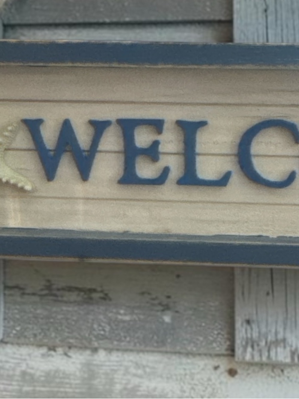 Nautical "WELCOME" Hanging Sign in Blue and Cream - Picture 8 of 9